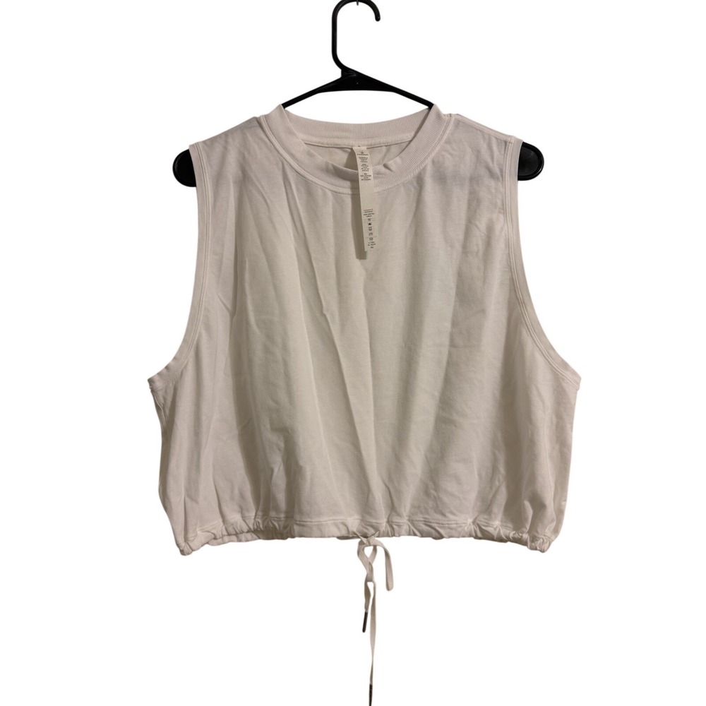 LULULEMON Women's L Adapt To You White Tank Crop‎ Cinch Waist Sleeveless Top